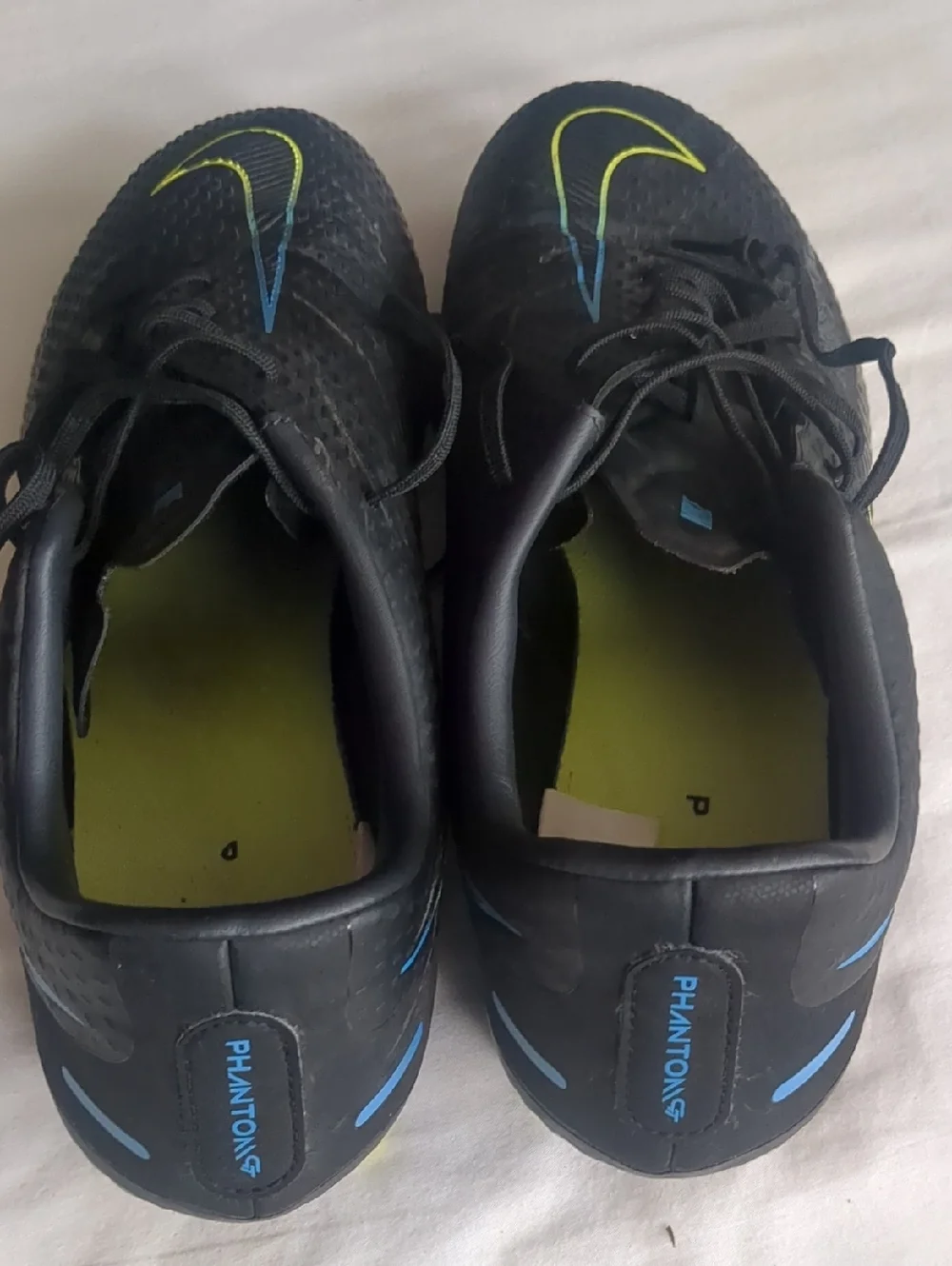 Nike Phantom Soccer Cleats - Black with Neon Yellow & Blue Mens 9.5